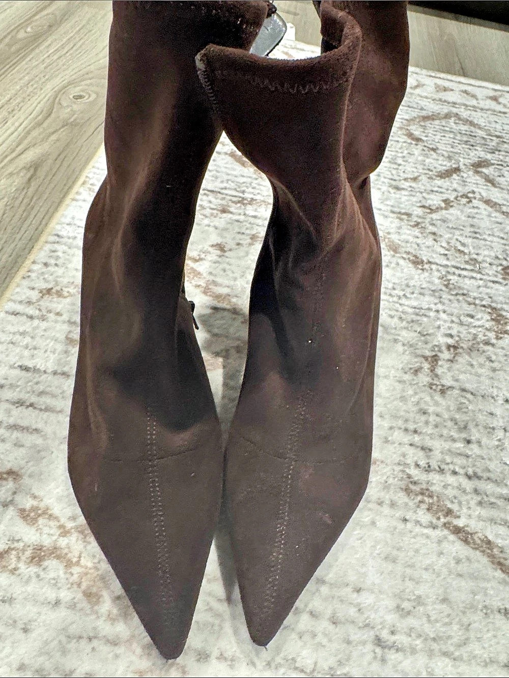 Susina Pointed Toe Suede Heeled Boots Brown US 10
